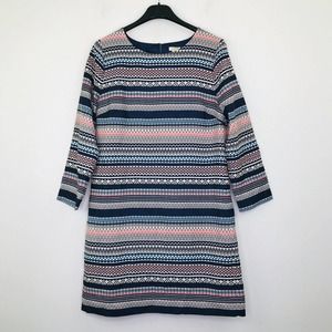 J Crew Women's 6 Dress Multicolor Printed 3/4 Sleeve Gallery Shift 09437 BW21